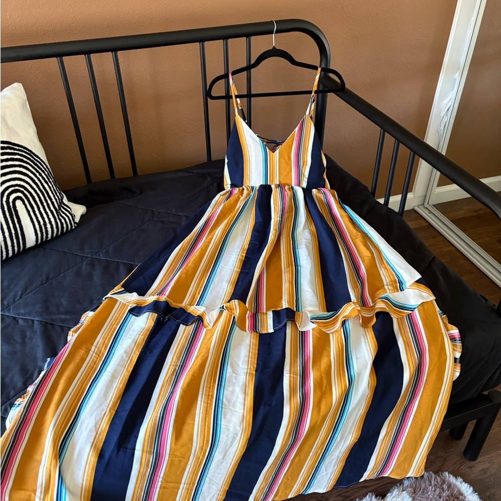 Boohoo Multicolor Striped Maxi Dress